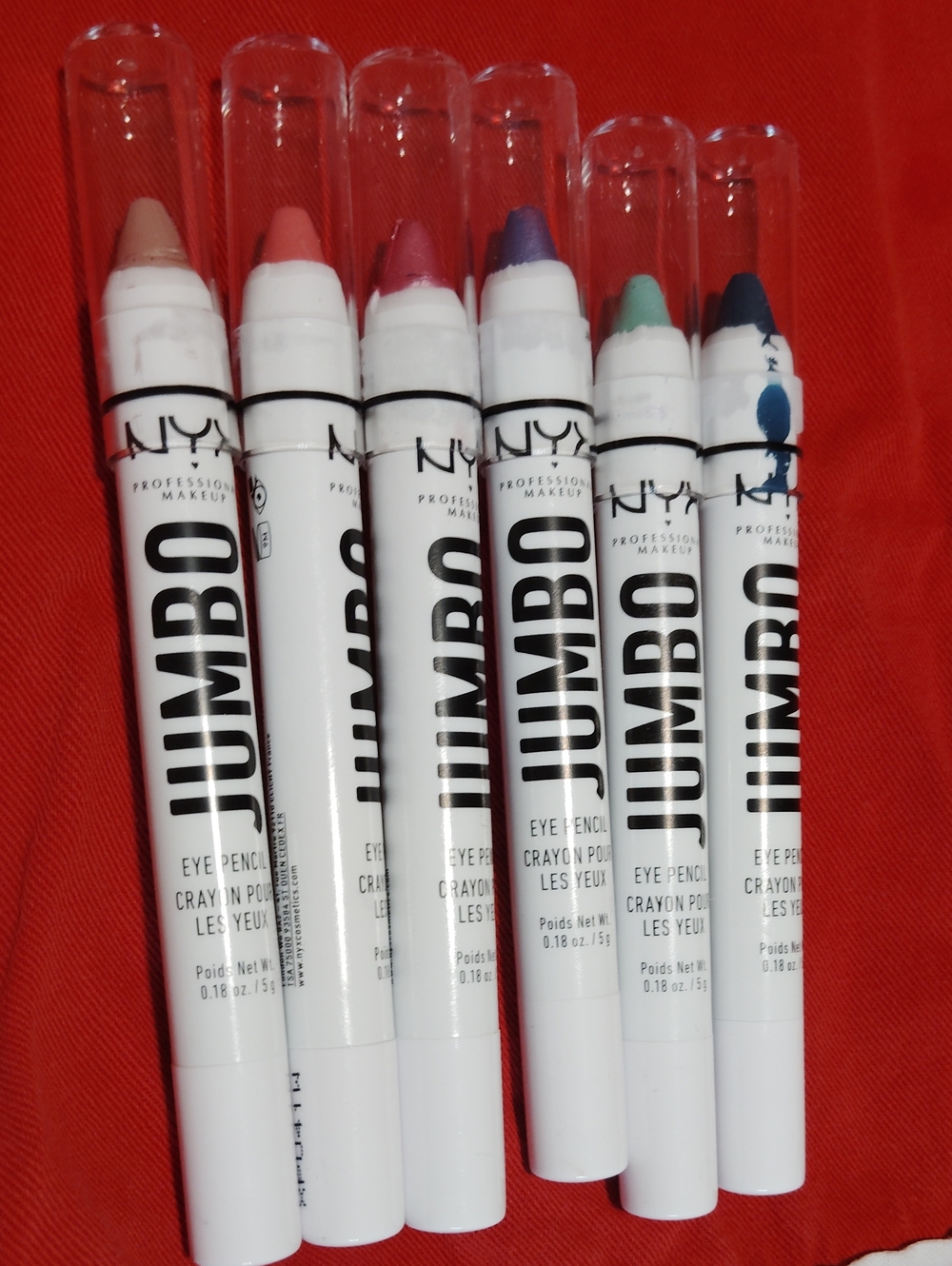 NYX Jumbo Eye Pencil Set — Cream, Pink, Plum, Purple-Blue, Teal, Navy